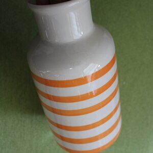 Ceramic, orange striped vase